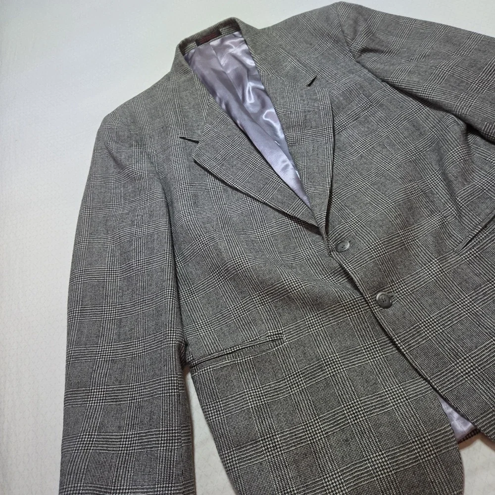 Vtg Men's Ottimo Blazer Jacket Size 43R Gray Glen Plaid Wool Sport Coat Classic